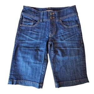 CAbi Jeans Women's Blue Denim Bermuda Shorts Size 0 Double Button